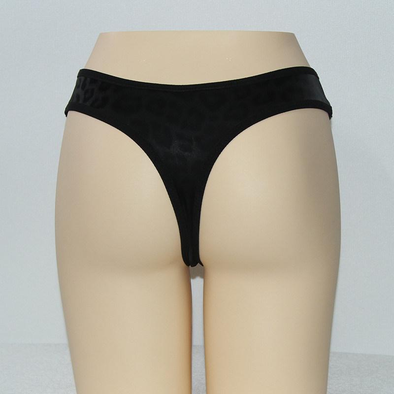 女士蛇纹丁字裤内裤性感中腰三角裤高弹紧身无痕女式印花豹纹内裤