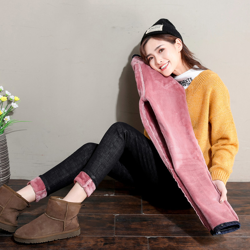 加绒加厚牛仔裤女2021新款冬季高腰显瘦弹力外穿铅笔紧身小脚裤子