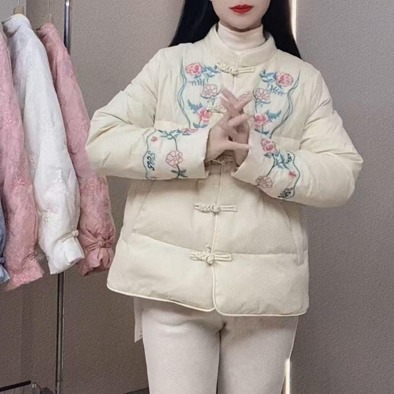 欧货2025新款感超好看天蓝色中长款收腰羽绒棉服服外套女冬季