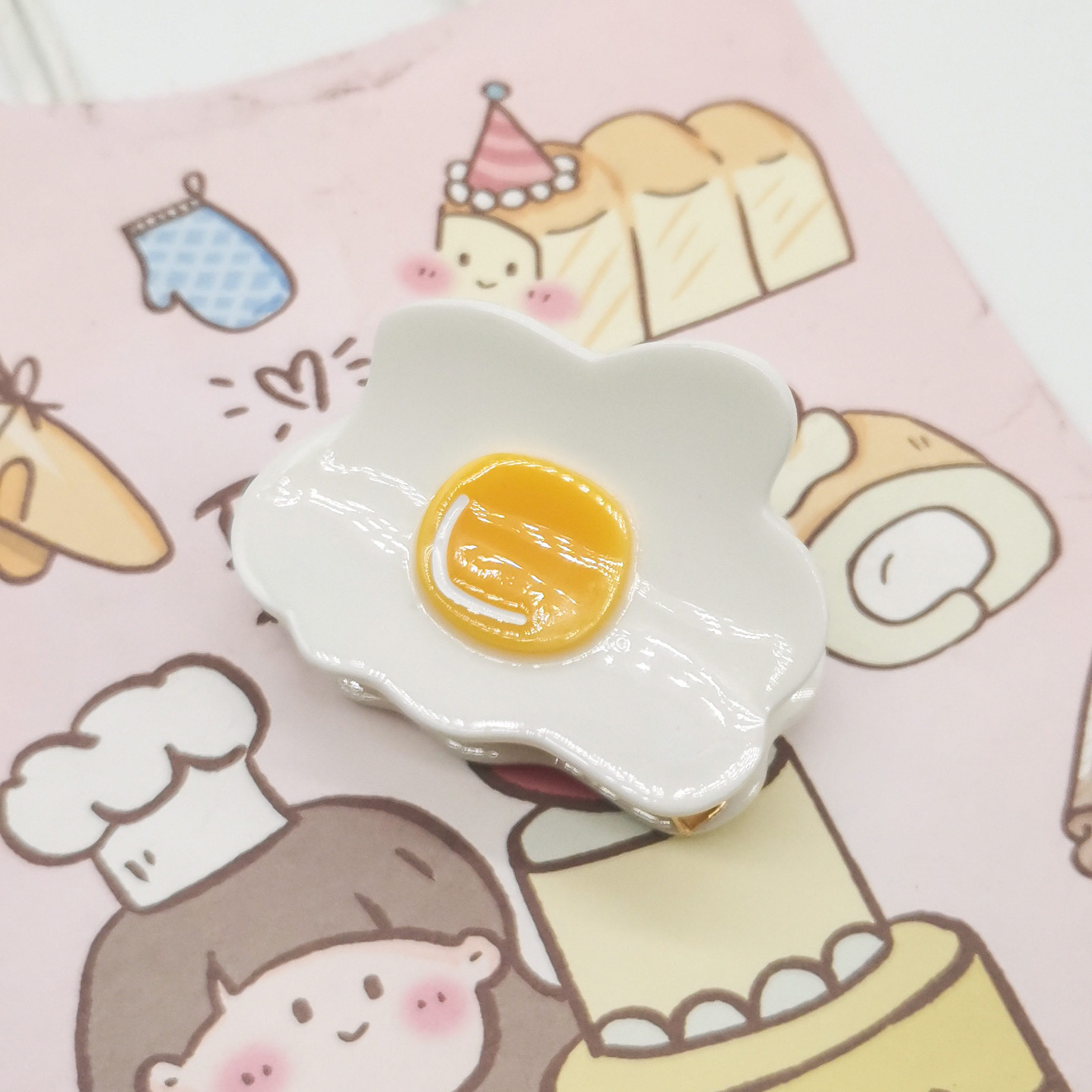 趣味发夹心小物发饰可爱荷包蛋发抓夹日韩森女百搭简约鲨鱼夹