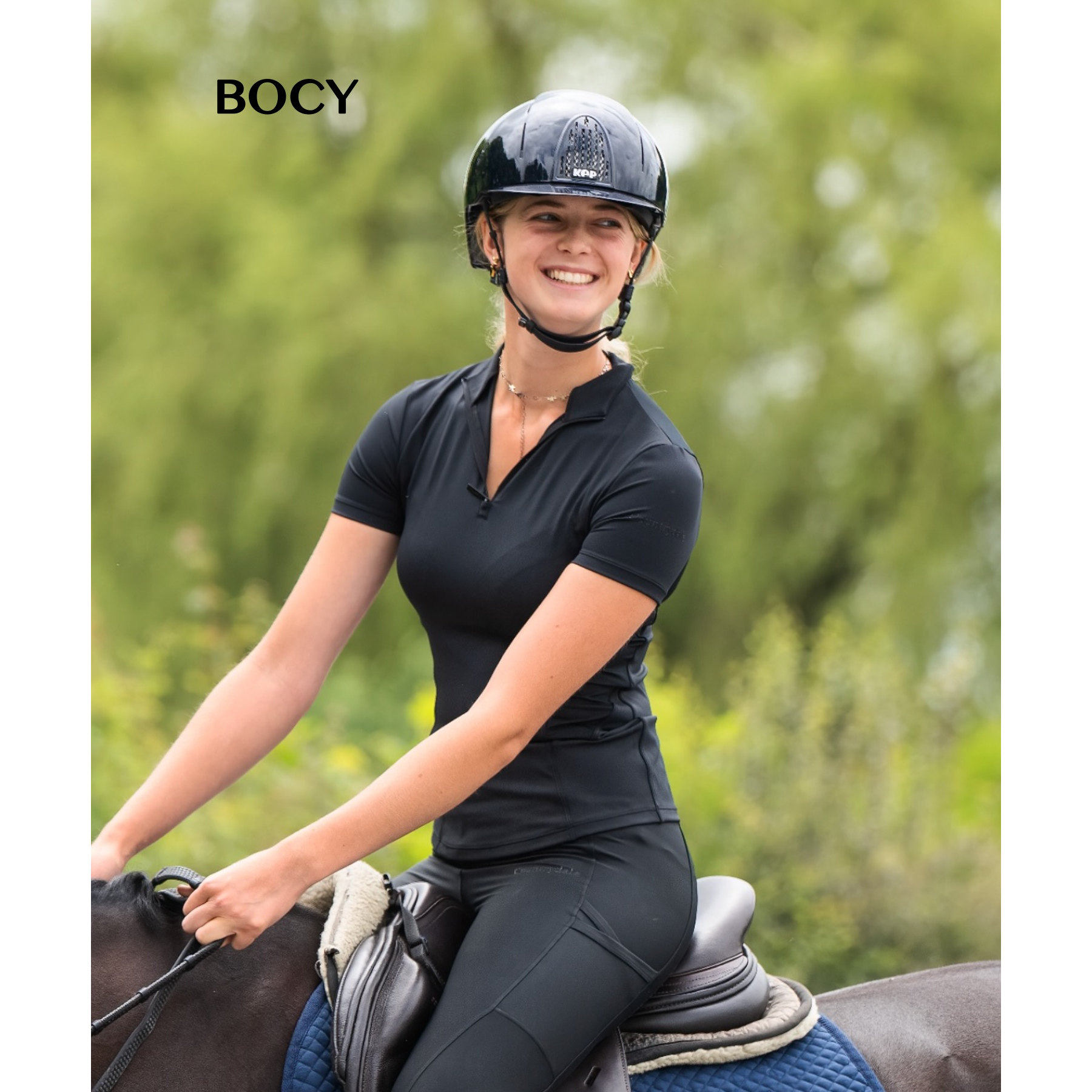 BOCY马术服女立领短袖上衣骑马服障碍舞步骑士训练服套装速干英伦