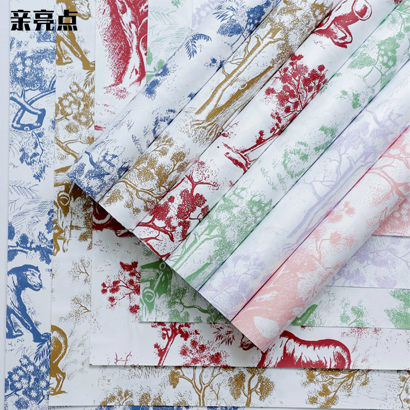 午后红茶防水鲜花包装纸复古伯爵印花包花纸花艺diy手工材料花店