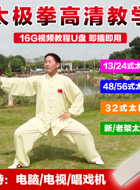 陈式陈氏太极拳教程U盘24/56式太极剑初学者入门高清教学视频mp4