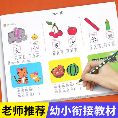 幼小衔接入学准备教材全套2册 一日一练学前儿童数学早教启蒙思维训练幼儿园升小学一级数学思维训练中班拼音语言同步练习册测试卷