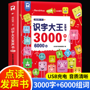 会说话 识字大王3000字手指点读发声书学前趣味学习汉字神器2000字会说话 早教有声书象形识字儿童识字书有声宝宝幼儿认字启蒙卡