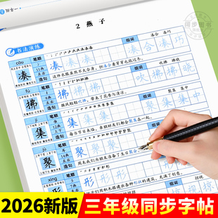 【老师推荐】三年级下册练字帖 人教版语文同步字帖小学3下小学生专用钢笔生字帖课本教材训练下学期习字帖练字每日一练写字课课练