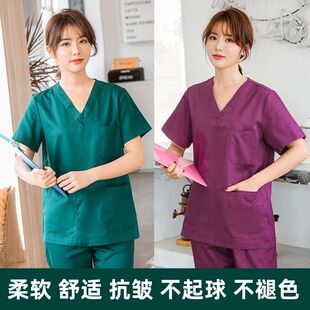 洗手服女医用刷手服速干纯棉口腔美容院工作服女 护士工作服分体式