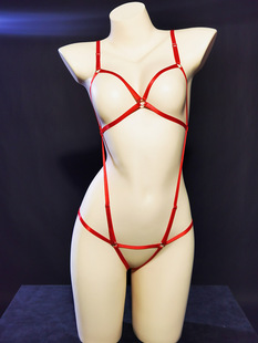 超性感另类绑带式连体衣惹火女士极限镂空比基尼细带捆绑露臀绳衣