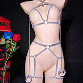 性感捆绑束缚免脱叮铛手环链条连体套装 角色扮演奢华线束衣 游戏装