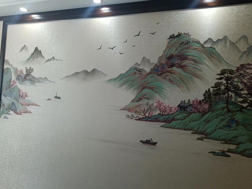 独绣刺绣客厅沙发电视墙墙布独秀