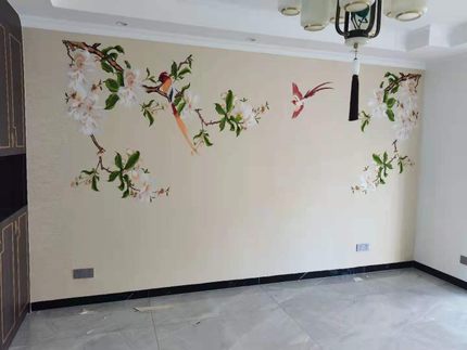 独秀刺绣壁布玉兰独绣背景墙新中式卧室客厅床头花鸟墙布厂家直销