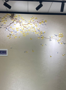 独绣刺绣无缝壁布银杏银杏花开客厅电视沙发背景墙独秀布新中式