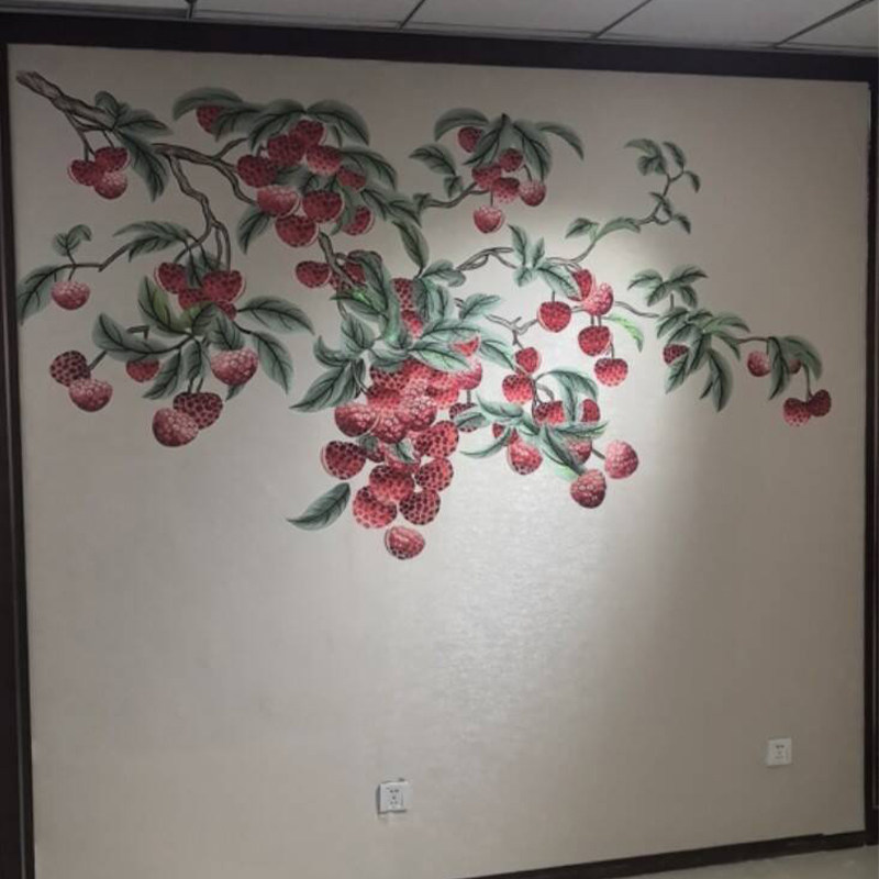 独绣刺绣无缝壁布荔枝大吉大荔客厅电视沙发背景墙独秀布新中式