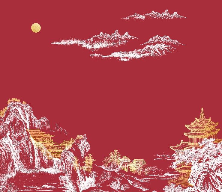 艾意客厅刺绣中式独绣墙布高端
