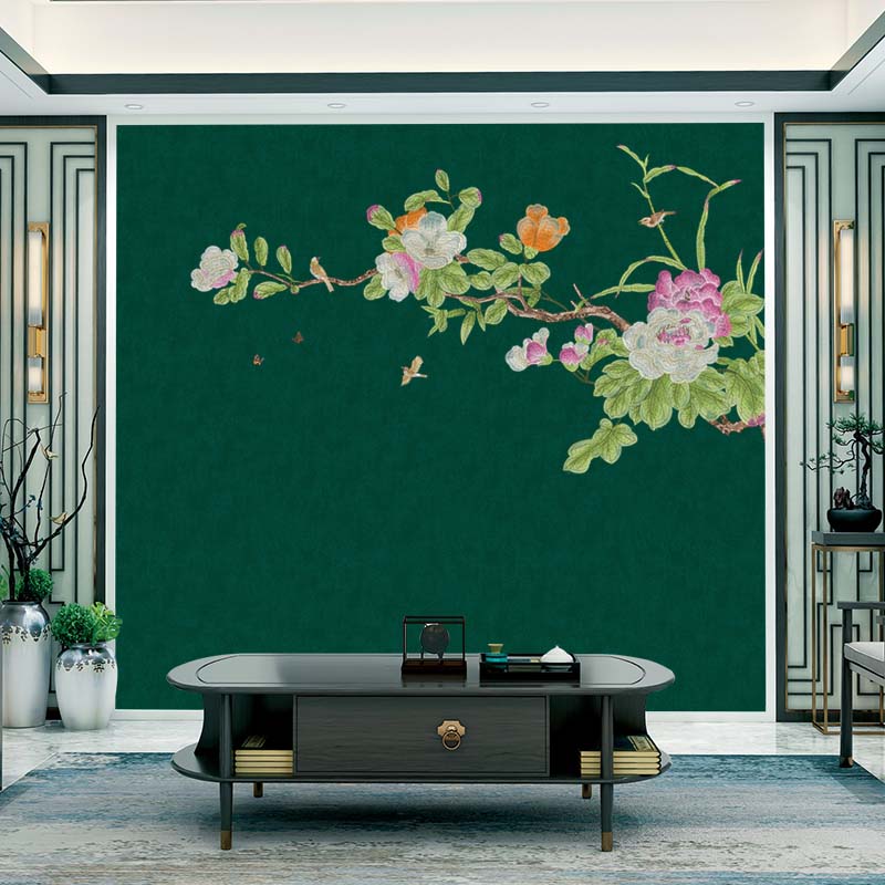 言绣独绣刺绣中式独秀墙布特价