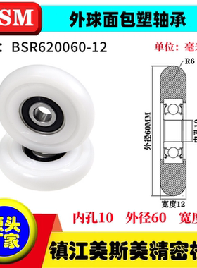 MSM球面包塑轴承POM滑轮耐磨尼龙滚轮BSR620050-12/BSR620060-12