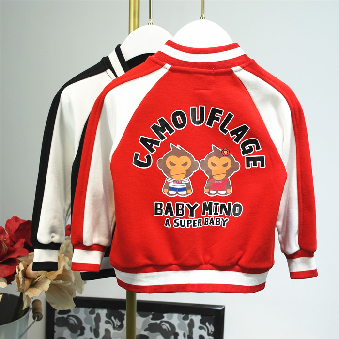 纯棉潮牌猿猴短款棒球服拉链衫