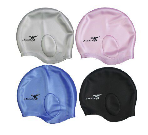 捷佳舒适 护耳帽防水硅胶帽 长发不勒头男女通用大号高弹泳帽