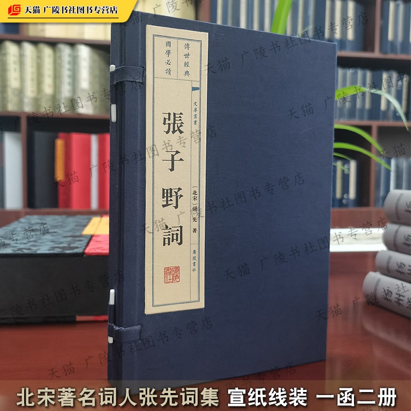 张子野集中国古诗词北宋词人张先词集采桑子清平乐踏歌行菩萨蛮宋词百首古典文学鉴赏赏析书籍 宣纸线装 一函二册 广陵书社
