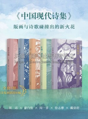 中国现代诗集（全套5册）胡适、康白情、闻一多、徐志摩、戴望舒诗人诗集 文学著作 中国现代文学史研究 辽海出版社