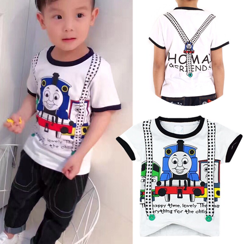 包邮 2024年新款童装夏装儿童男童中小童托马斯小火车纯棉短袖T恤