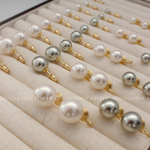 fever博主同款 ins风仿施家珍珠耳钉s925银针气质蚊香盘耳夹网红女