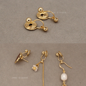 耳钉耳线耳钩改蚊香盘耳夹转换器无痛铜镀14K金镀925银万能空托女