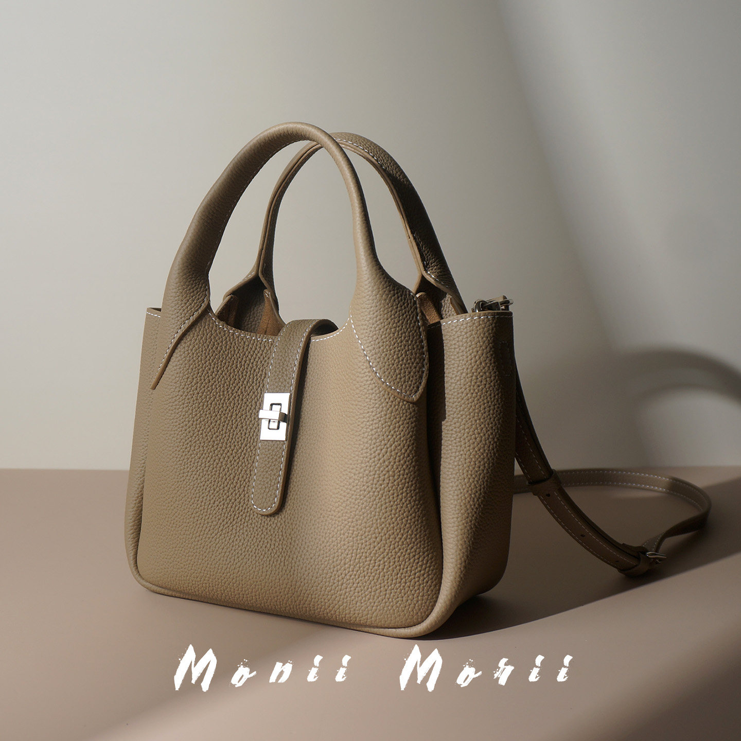 怪兽君2025新款真皮菜篮子包百搭手拎包头层牛皮斜挎包通勤水桶包