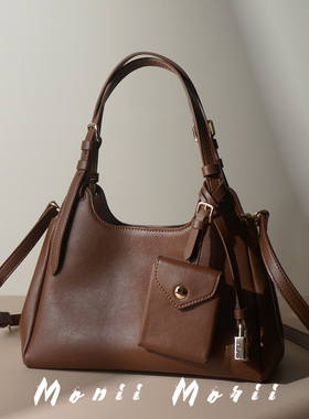 怪兽君小众真皮菜篮子包牛皮手拎包斜挎包复古高级水桶包女包包潮