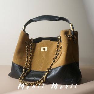 怪兽君包包真皮托特包通勤羊皮腋下包大容量链条菱格单肩包高级感