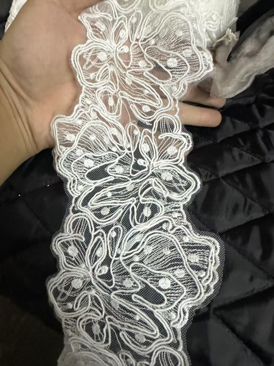 10cm宽黑白色无弹眼睫毛花边服装辅料裙摆波浪蕾丝花边diy装饰