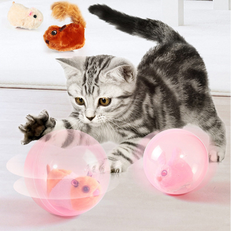 亚马逊跨境宠物玩具仿真仓鼠小白兔电动滚滚球猫玩具抖音同款宠