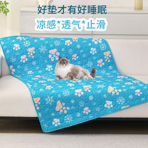 跨境新品宠物凉垫防滑透气宠物垫猫咪凉垫狗垫子夏季狗爪印冰丝垫
