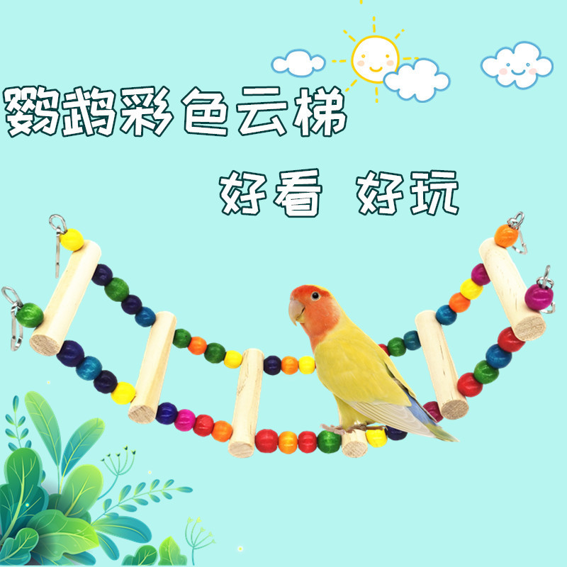 鹦鹉鸟玩具用品具秋千吊环云梯虎皮鸟笼内挂彩色啃咬攀爬鸟用梯子