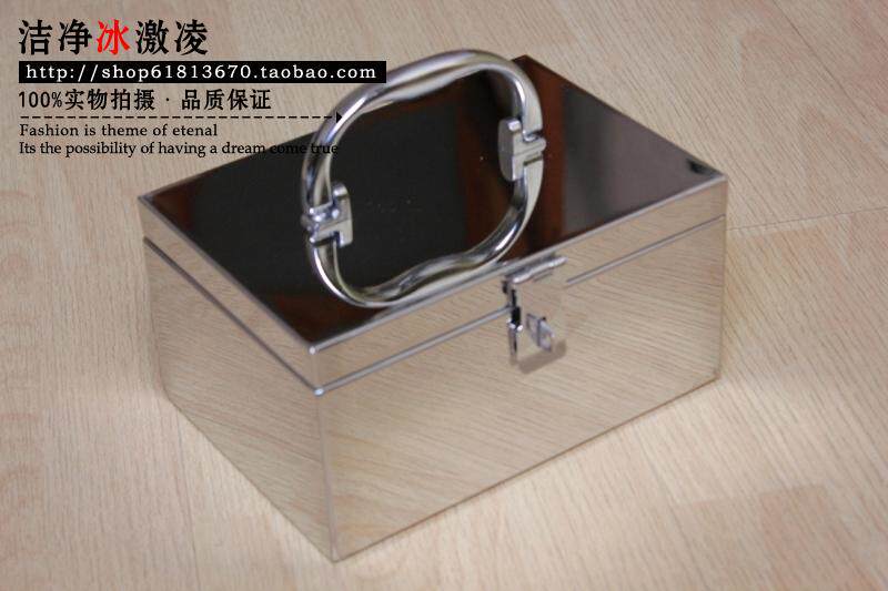 财务银行不锈钢印章盒钱箱中号公私章收纳箱盒子多功能公章饰品箱