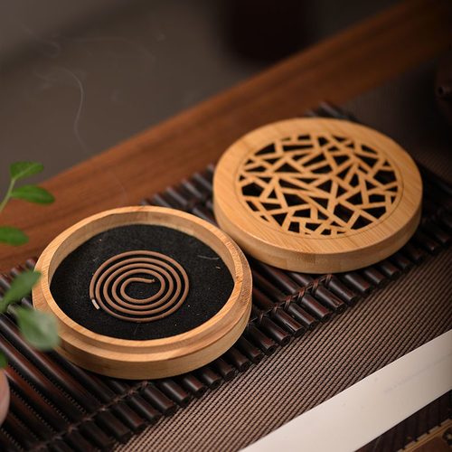竹木制盘香炉复古香插托盘底座