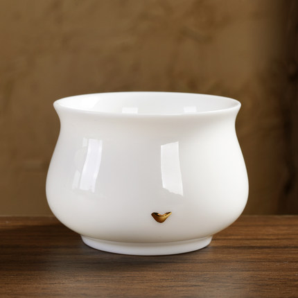 唐月窑功夫茶具茶杯套装家用陶瓷中国白手绘描金品茗杯白瓷主人杯
