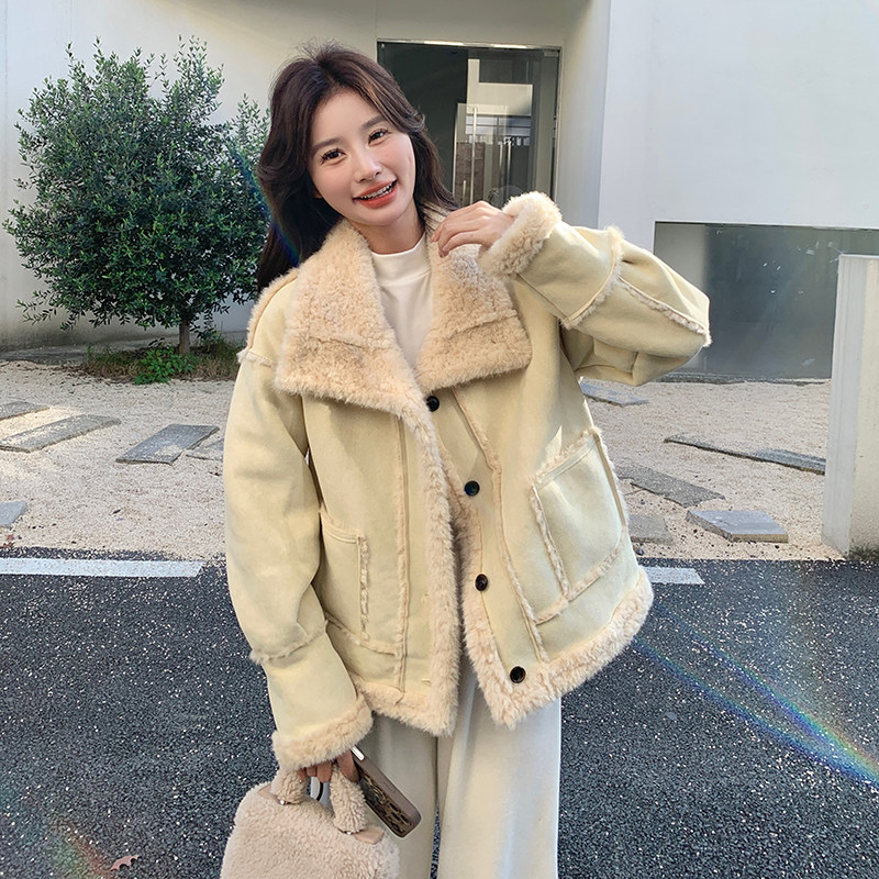 新款现货秋冬皮毛一体外套羊羔毛8059p185k278,女装棉衣/棉服,浙宝186