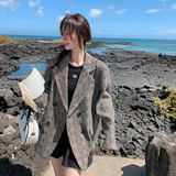 韩版灰色西装毛呢外套女2025春季新款宽松气质高级感短款呢子大衣，女装毛呢外套，浙宝186