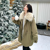 手发主推秋冬新款中长款加厚毛毛派克服8162p290k458内里可脱卸，女装派克服，浙宝186