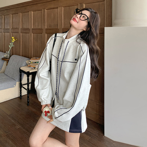 现货学院风减龄卫衣套装裙女2025春新款韩系休闲小个子短裙两件套,女装套装/套裙,浙宝186