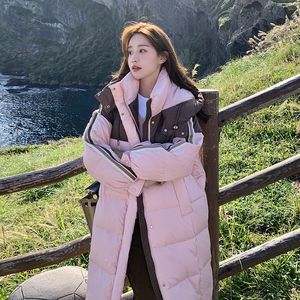 秋冬撞色拼接连帽加厚羽绒服 2507p300k528图片