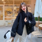 黑色拼接羊羔毛外套秋冬女2025新款高级感气质酷飒风皮毛一体外套，女装皮草，浙宝186
