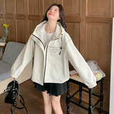 重工喷绘连帽宽松休闲冲锋衣外套8071p165k238，女装短外套，2B186