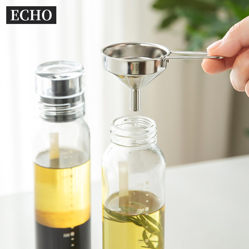 日本ECHO小号不锈钢漏斗家用液体分装工具带把手厨房小口径注油器