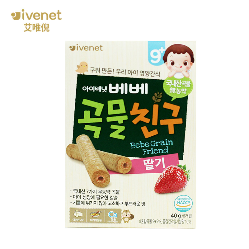 韩国原装进口ivenet/艾唯倪贝贝糙大米饼草莓味40g宝宝零食辅食6+属于什么档次？
