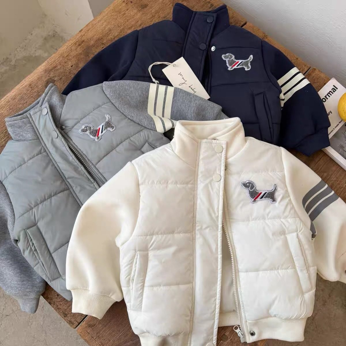 小布熊儿童夹棉外套2025冬男童tb潮牌夹克宝宝小童保暖棒球服棉衣,男装,棉衣,淘宝优惠券,粉丝福利购,淘宝优惠卷