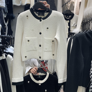 饰羊呢绒毛衣洋气名媛风短款 设计感重工铆钉装 上衣 新款 DH2025冬季