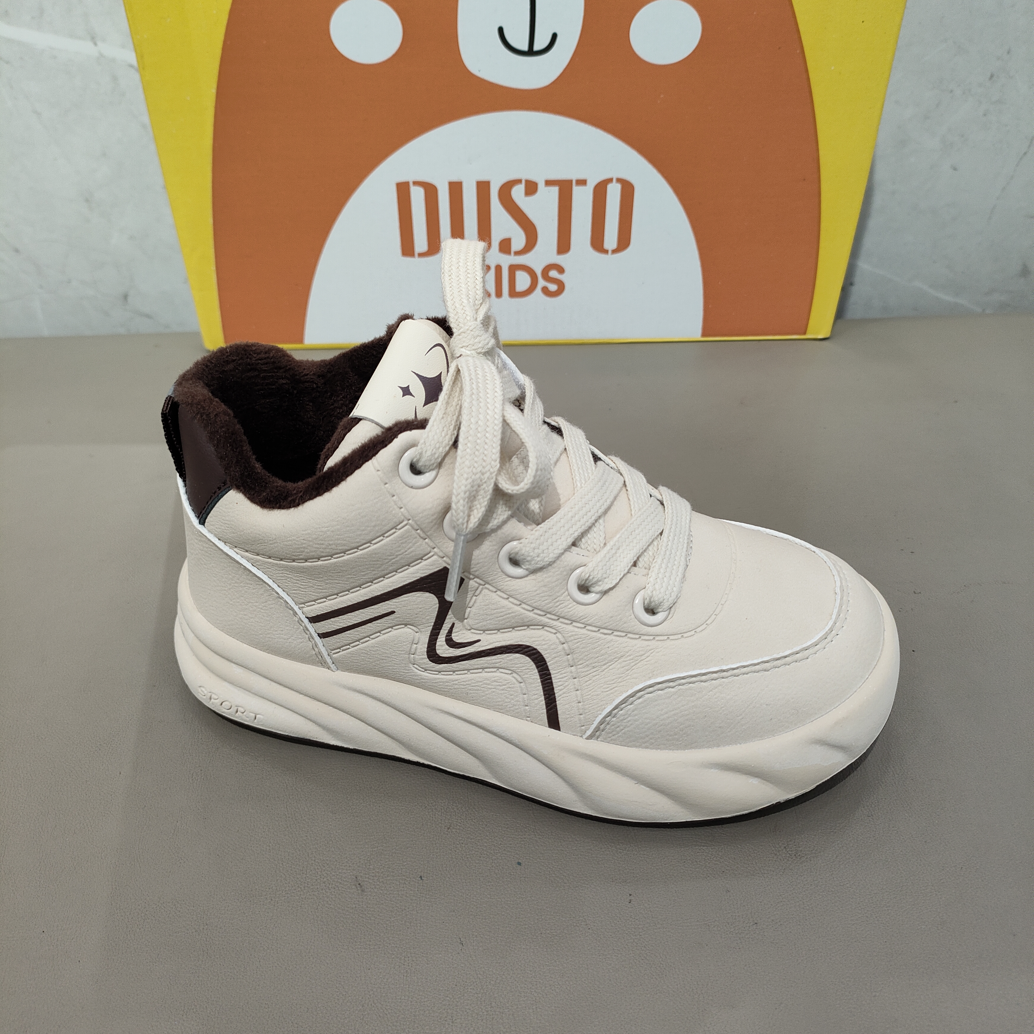 大东加绒儿童小白鞋2025冬季新款休闲鞋潮流百搭皮面儿童板鞋1483