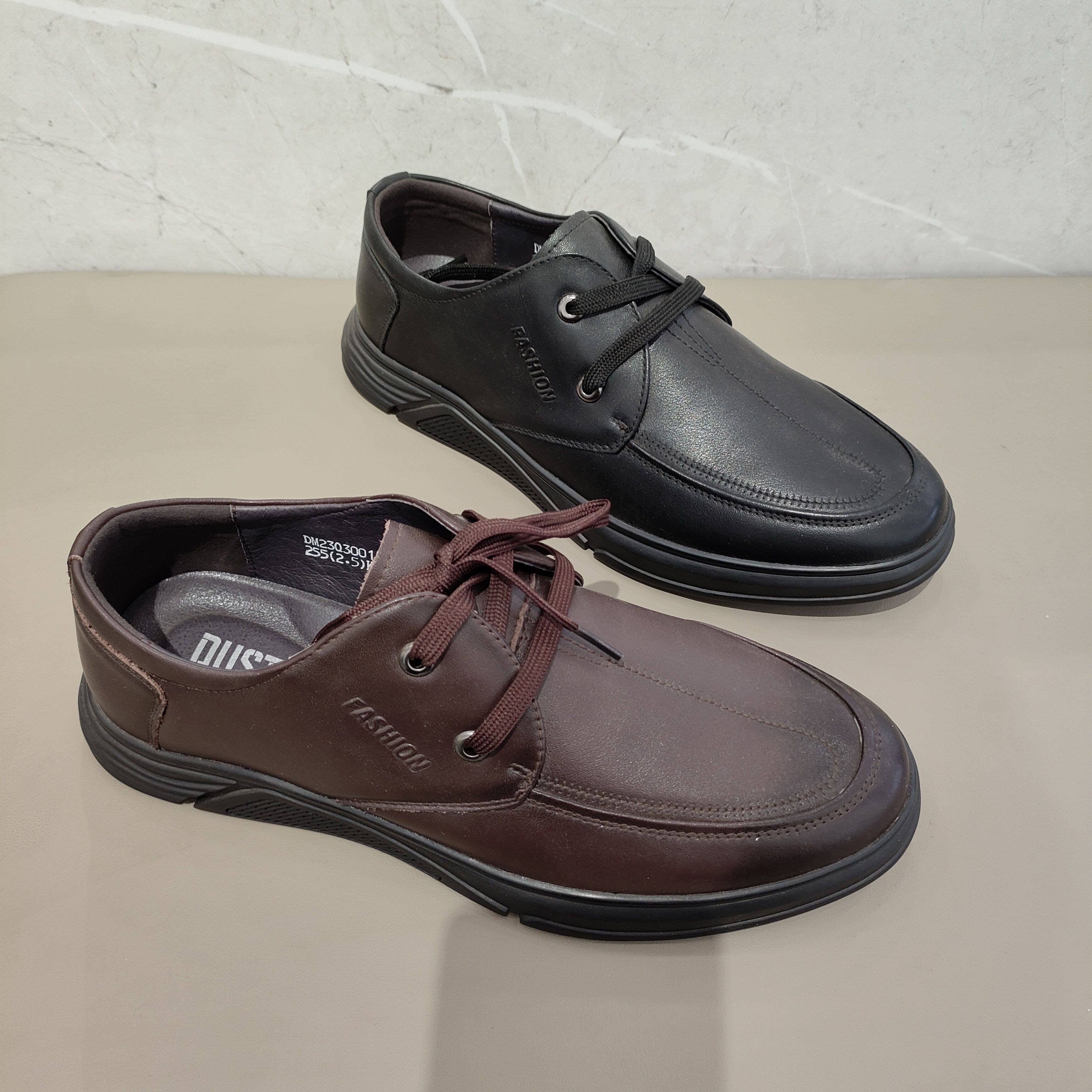 大东男鞋2024专柜正品休闲系带舒适圆头牛皮耐磨橡胶底男皮鞋3001